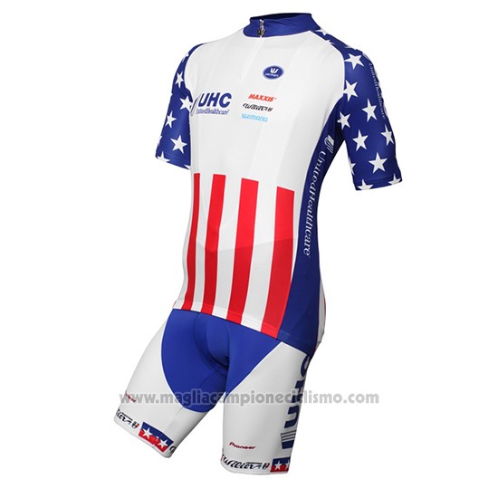 2016 Abbigliamento Ciclismo United Healthcare Rosso e Bianco Manica Corta e Salopette